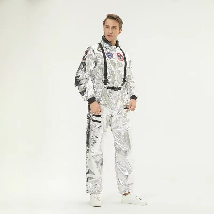 Men's Halloween Astronaut Jumpsuit Costume – White Zip Front