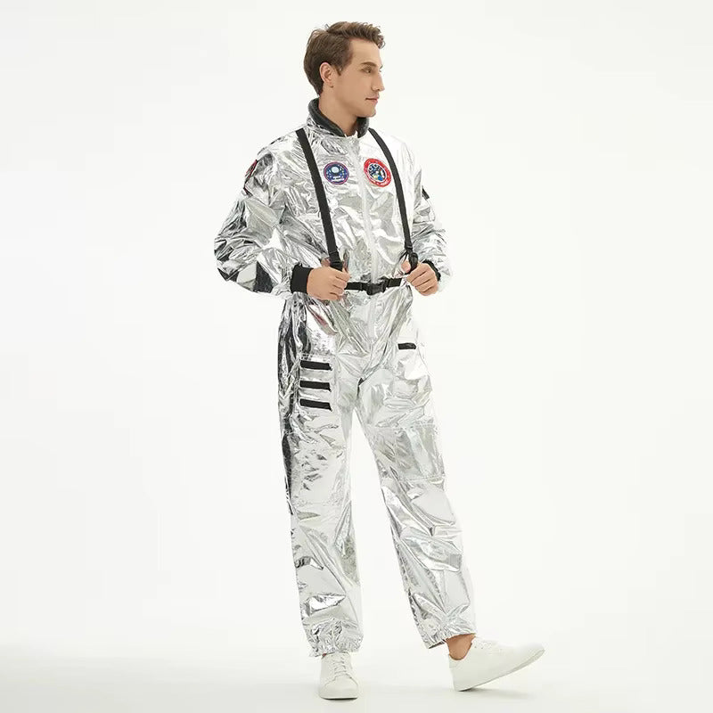 Men's Halloween Astronaut Jumpsuit Costume – White Zip Front