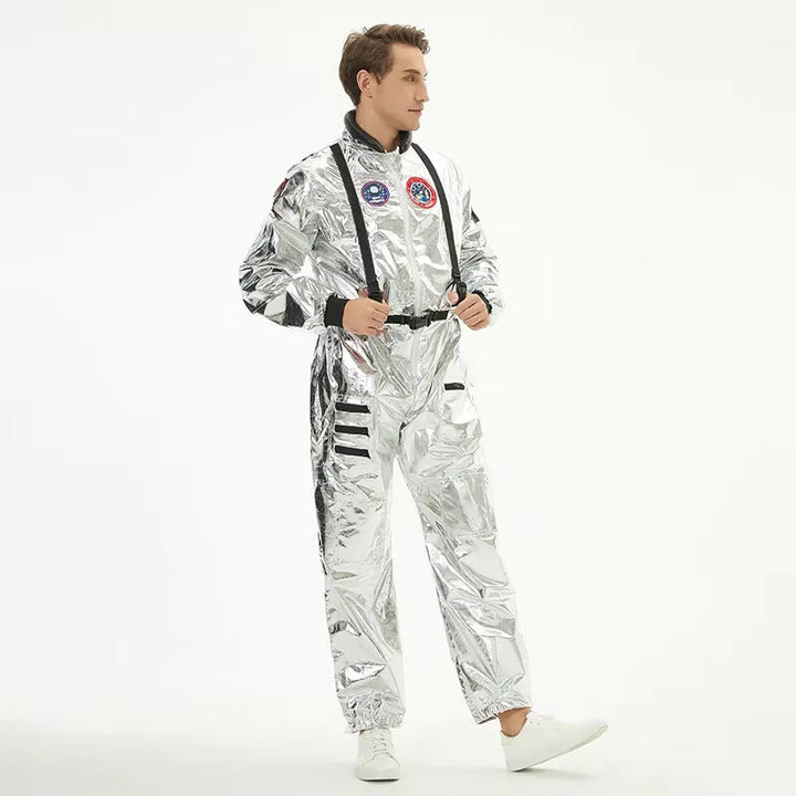 Men's Halloween Astronaut Jumpsuit Costume – White Zip Front