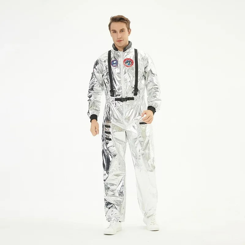 Men's Halloween Astronaut Jumpsuit Costume – White Zip Front