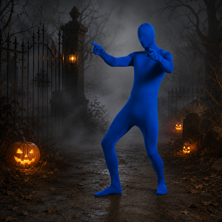 Men's Halloween Invisibility Full Body Costume with Head Cover - Blue