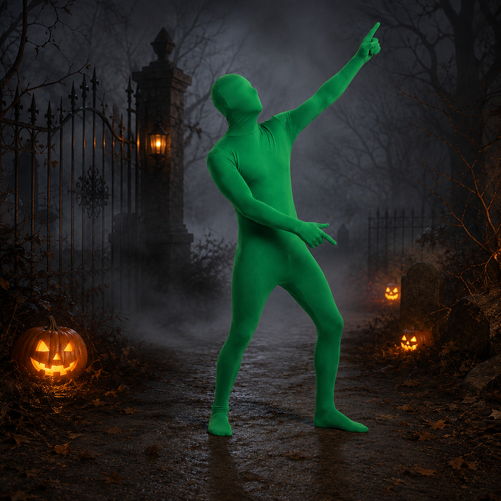 Men's Halloween Invisibility Full Body Costume with Head Cover - Green