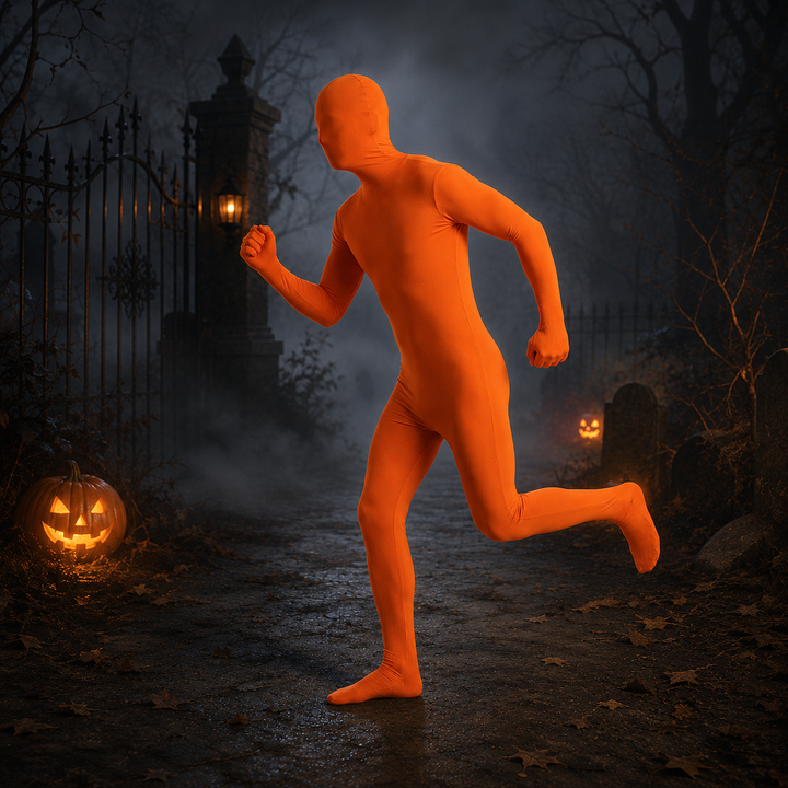 Men's Halloween Invisibility Full Body Costume with Head Cover - Orange