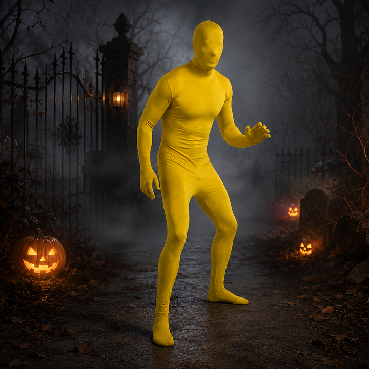 Men's Halloween Invisibility Full Body Costume with Head Cover - Yellow