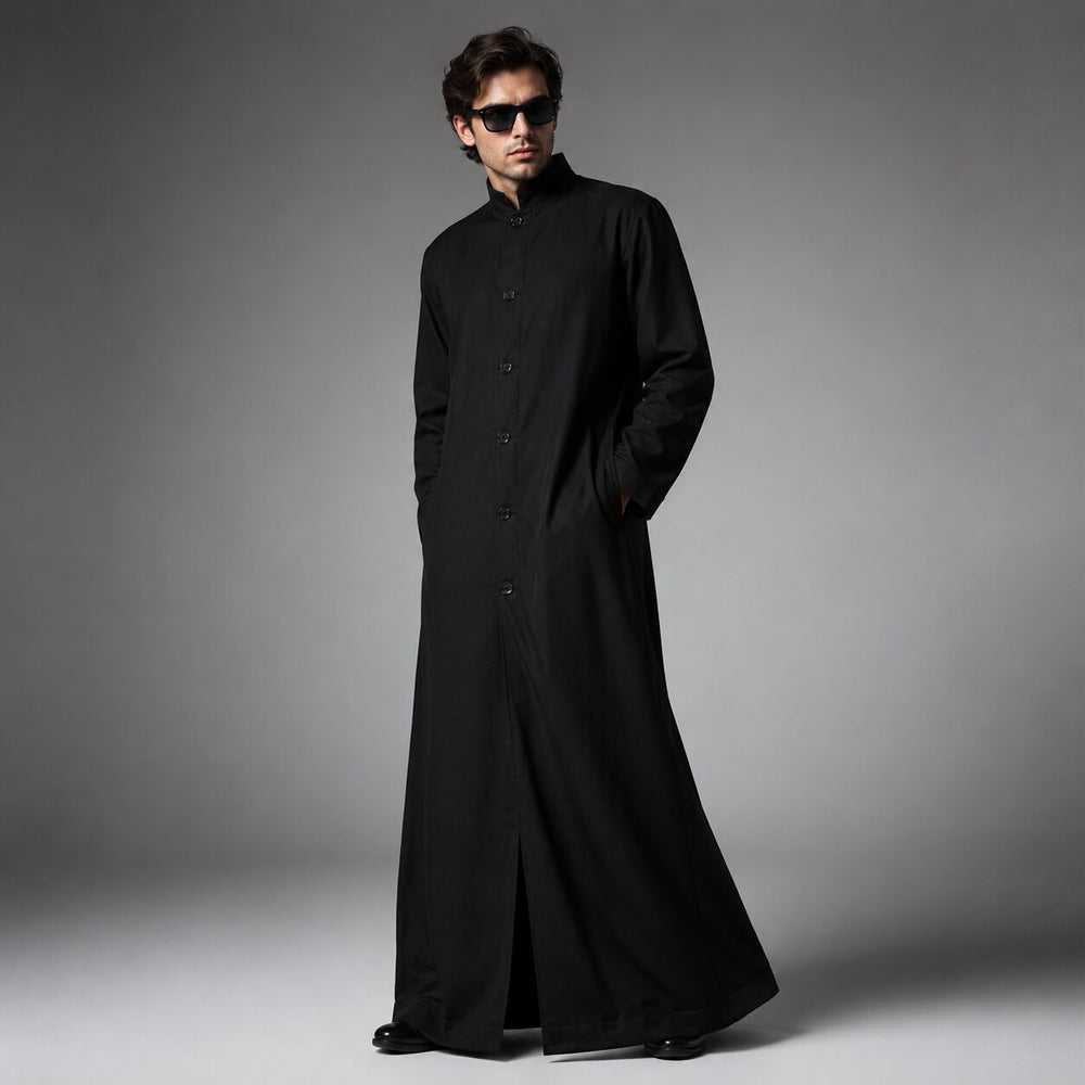 Men's Halloween Matrix Costume with Long Black Coat