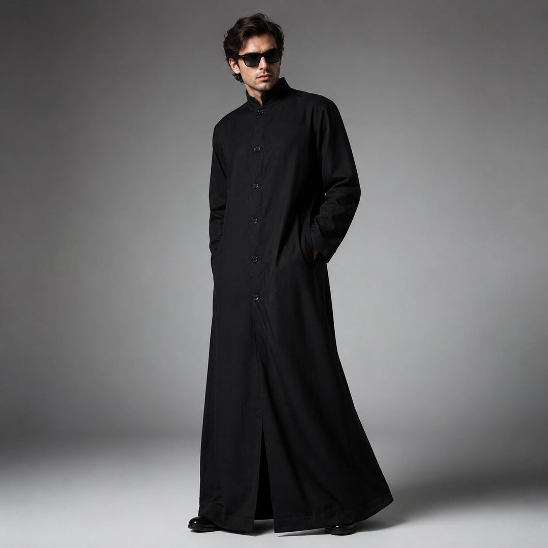 Men's Halloween Matrix Costume with Long Black Coat