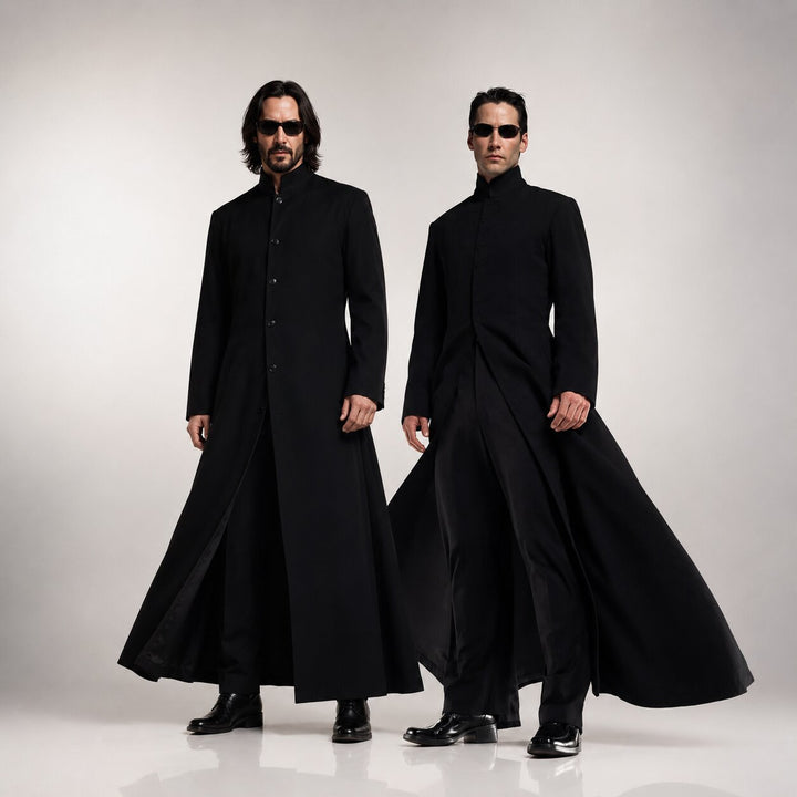 Men's Halloween Matrix Costume with Long Black Coat