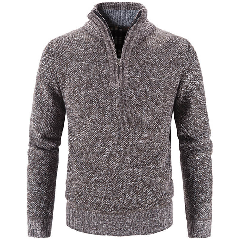 Men's Heavy Fleece Sweatshirt - Warm Comfort Pullover - Brown