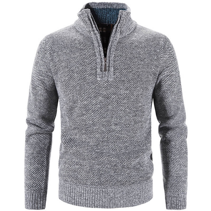 Men's Heavy Fleece Sweatshirt - Warm Comfort Pullover - Light Grey