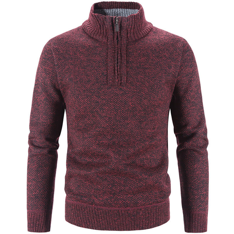 Men's Heavy Fleece Sweatshirt - Warm Comfort Pullover - Red
