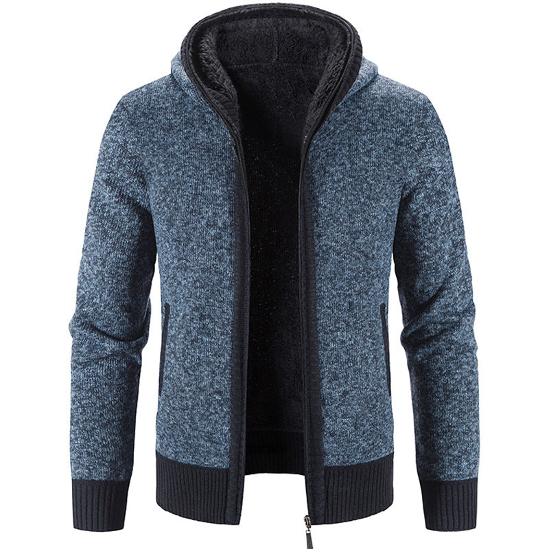 Men's Hooded Vest with Fleece Lining - Warm & Stylish - Blue