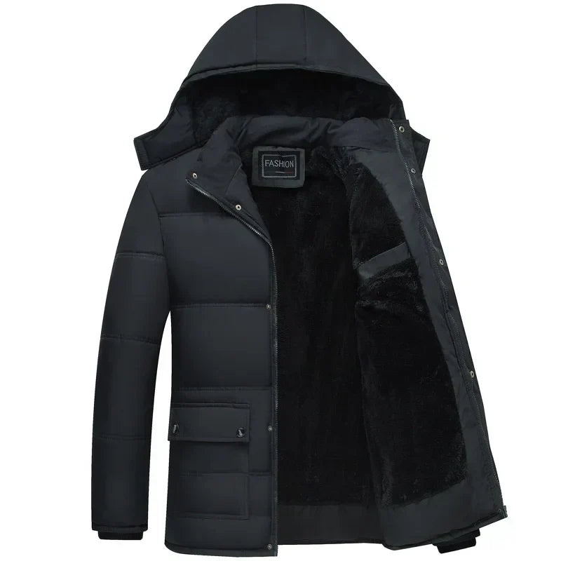 Men's Hooded Winter Jacket - Streamlined Warmth & Style