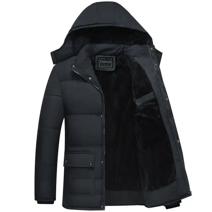 Men's Hooded Winter Jacket - Streamlined Warmth & Style