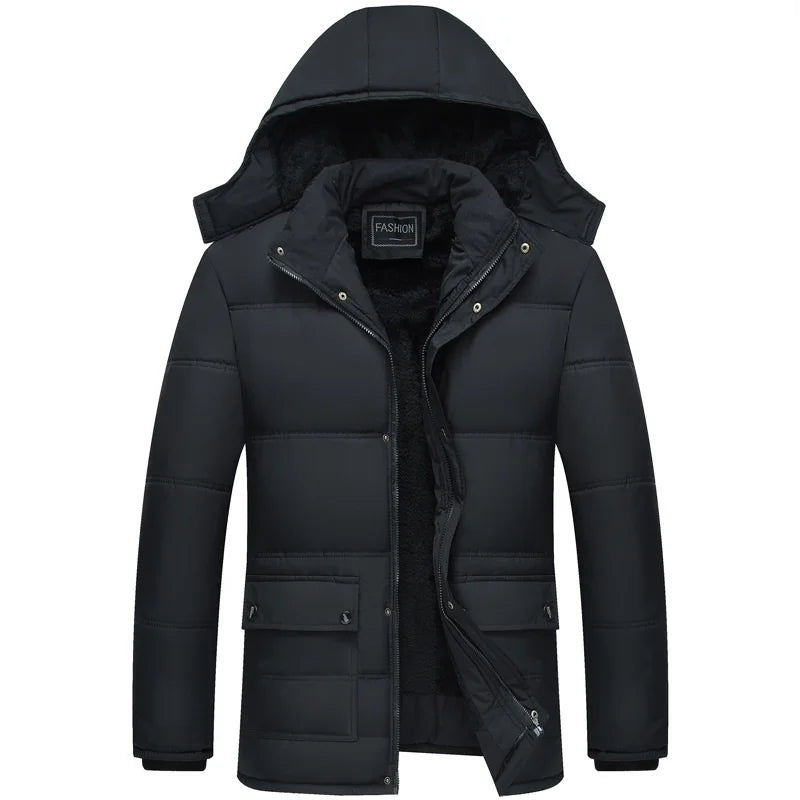 Men's Hooded Winter Jacket - Streamlined Warmth & Style