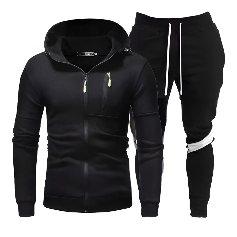 Men's Hoodie & Joggers Set - Athletic Training Suit - Black