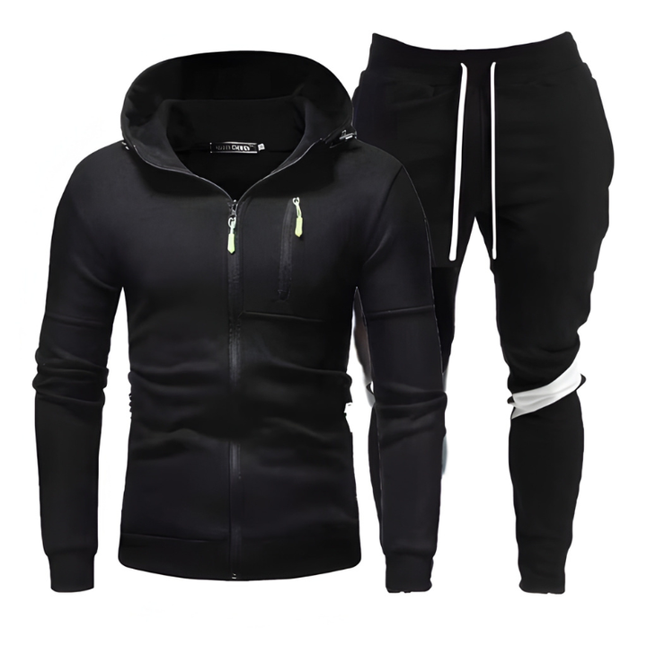 Men's Hoodie & Joggers Set - Athletic Training Suit - Black