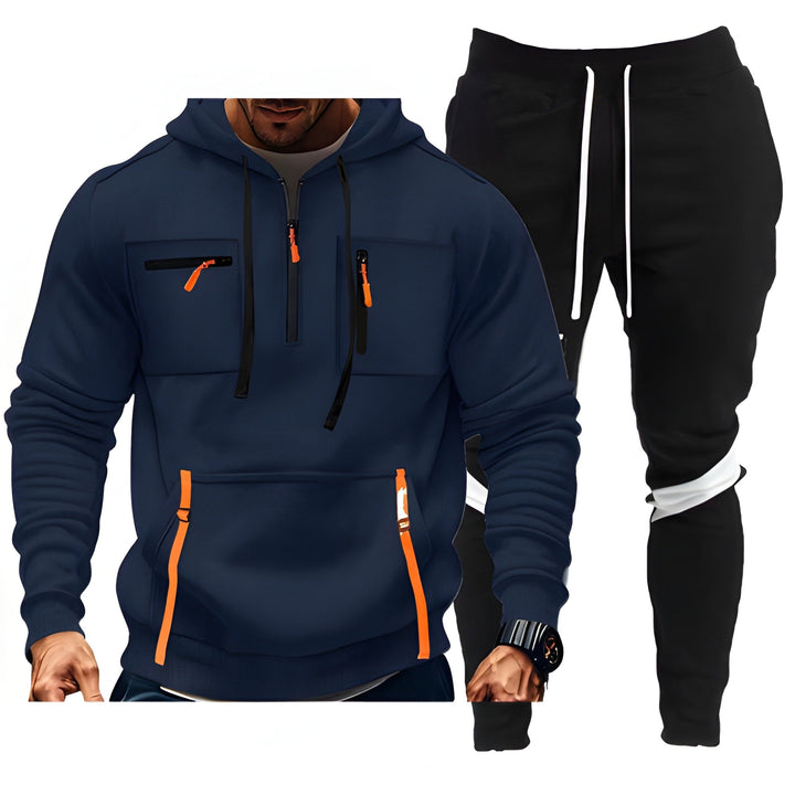 Men's Hoodie & Joggers Set - Athletic Training Suit - Blue