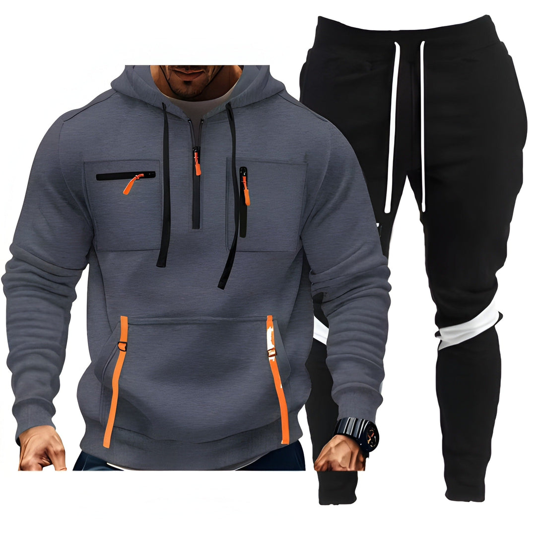 Men's Hoodie & Joggers Set - Athletic Training Suit - Dark Grey