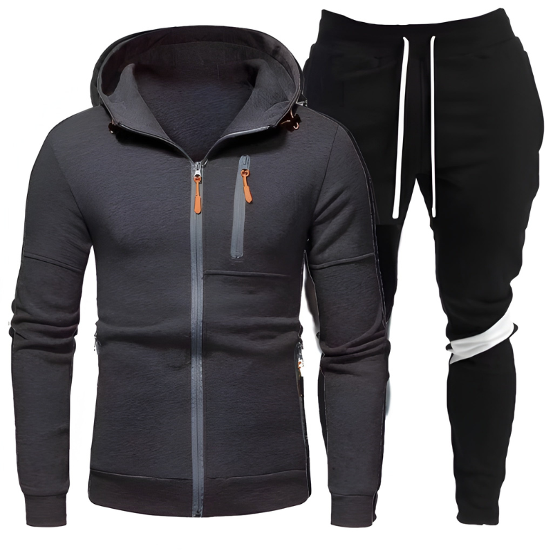 Men's Hoodie & Joggers Set - Athletic Training Suit - Dark Grey