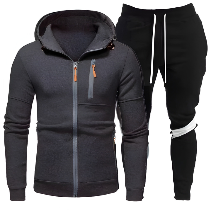 Men's Hoodie & Joggers Set - Athletic Training Suit - Dark Grey