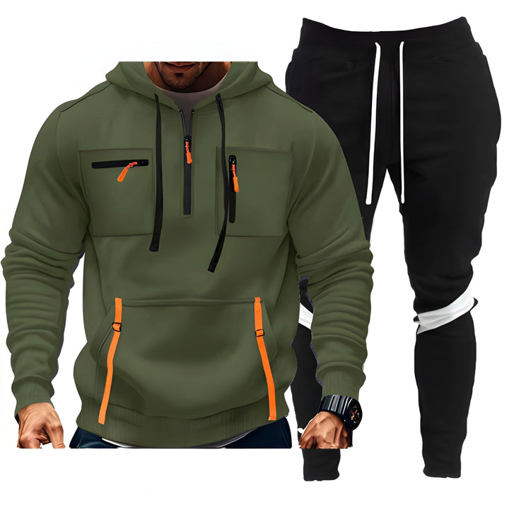 Men's Hoodie & Joggers Set - Athletic Training Suit - Green