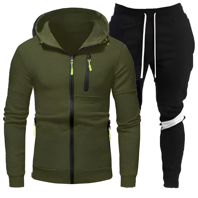 Men's Hoodie & Joggers Set - Athletic Training Suit - Green
