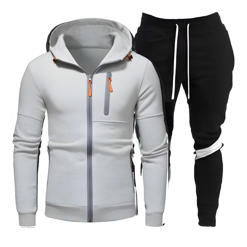 Men's Hoodie & Joggers Set - Athletic Training Suit - Grey