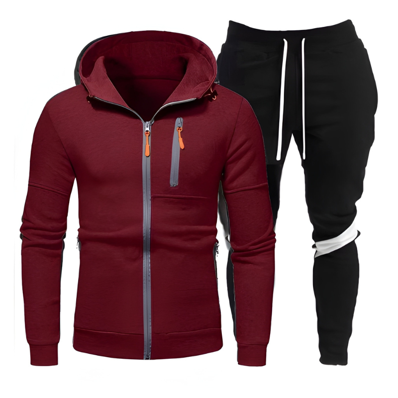 Men's Hoodie & Joggers Set - Athletic Training Suit - Red
