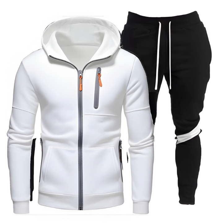 Men's Hoodie & Joggers Set - Athletic Training Suit - White