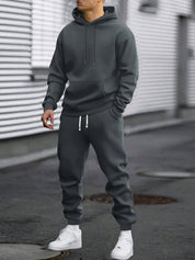 Men's Hoodie & Joggers Set - Comfortable Sportswear - Dark Grey