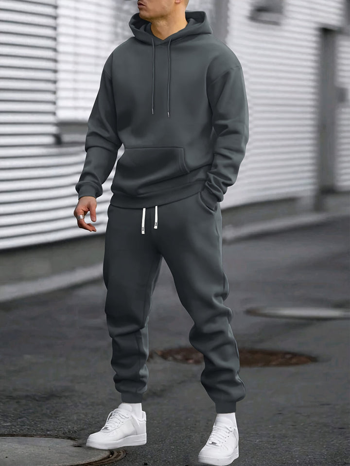 Men's Hoodie & Joggers Set - Comfortable Sportswear - Dark Grey