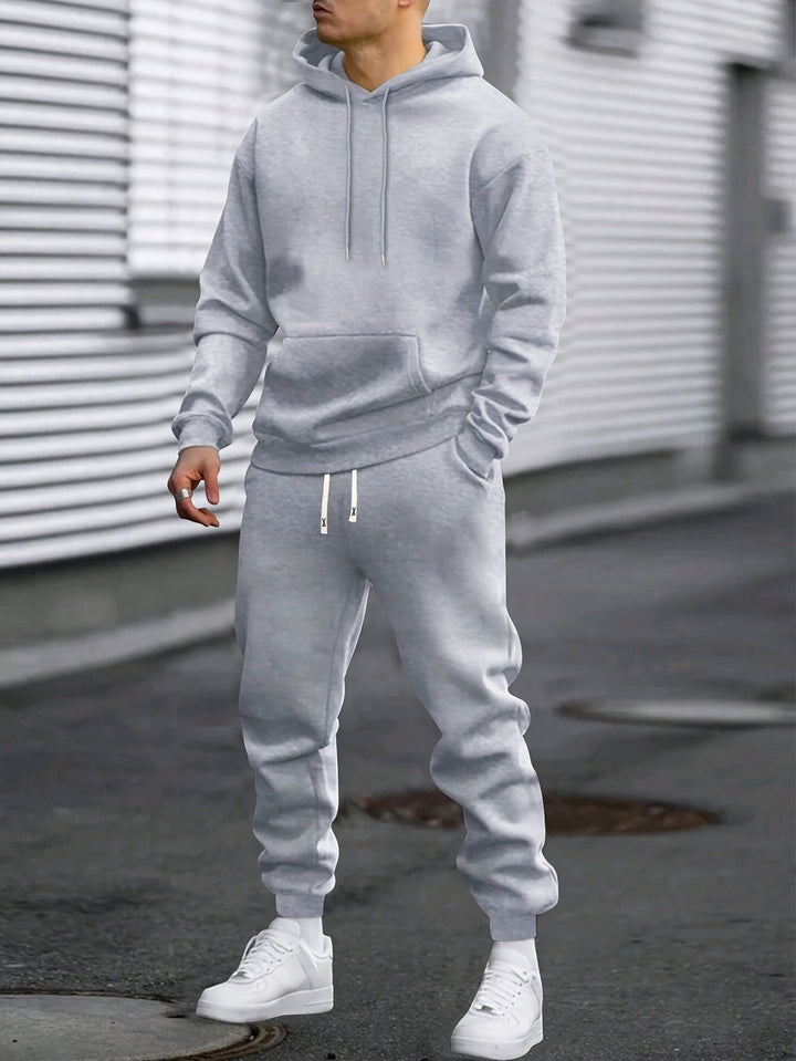 Men's Hoodie & Joggers Set - Comfortable Sportswear - Grey