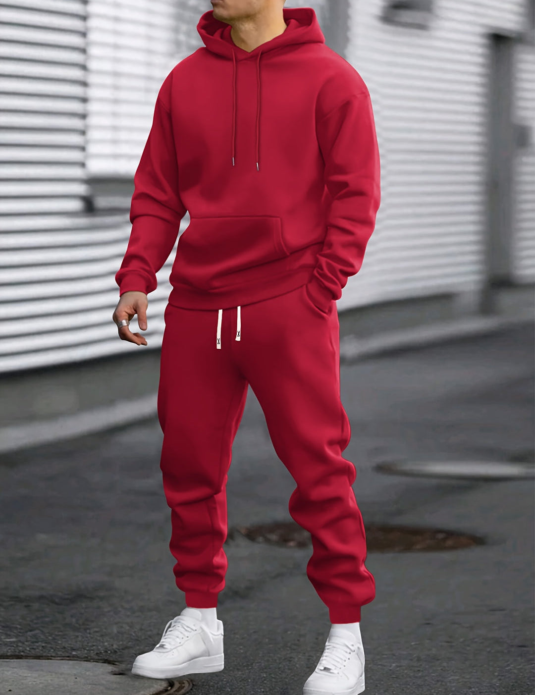 Men's Hoodie & Joggers Set - Comfortable Sportswear - Red