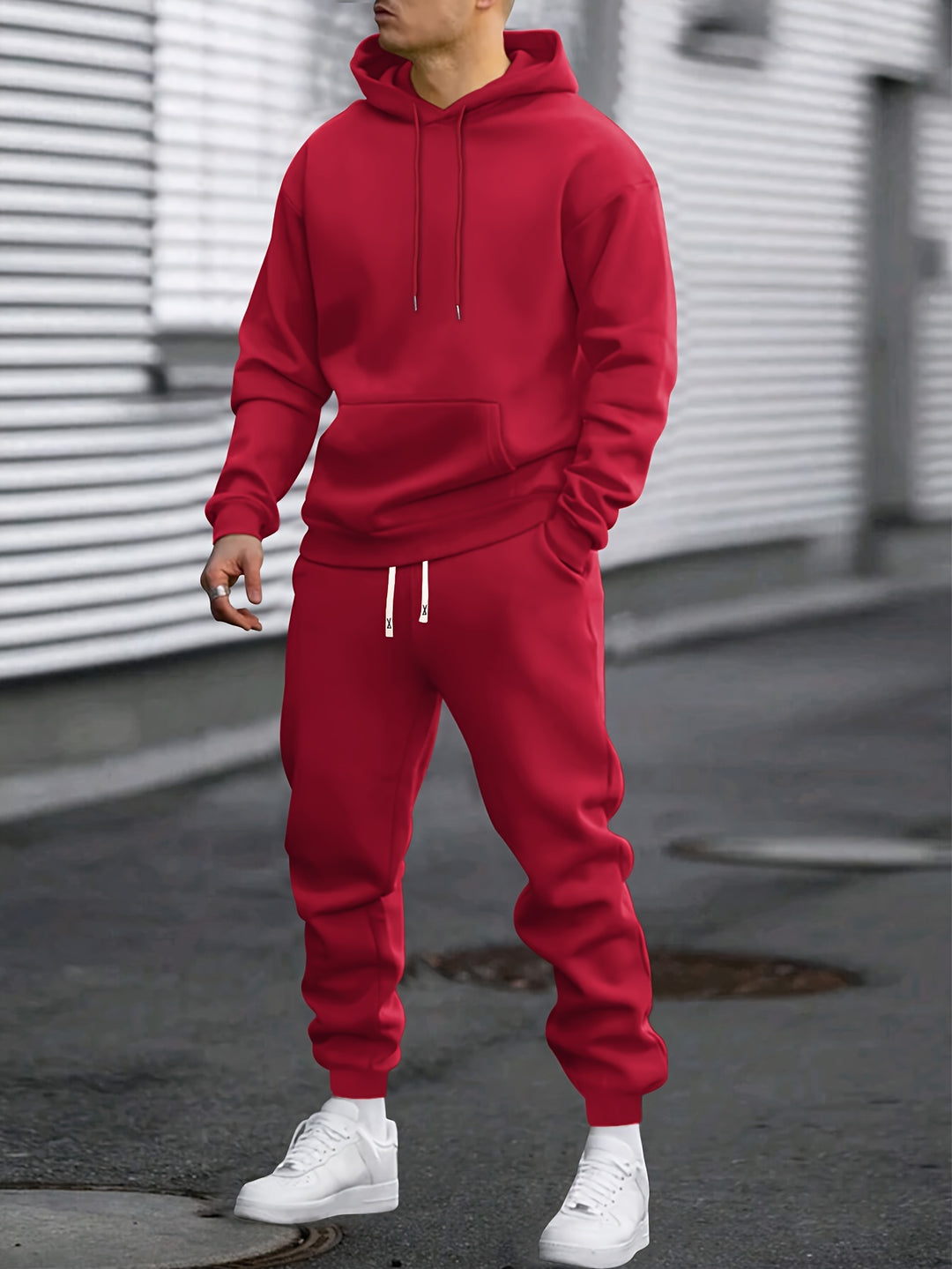 Men's Hoodie & Joggers Set - Comfortable Sportswear - Red