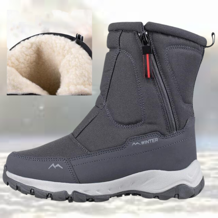 Men's Insulated Snow Boots - Waterproof Winter Footwear - Grey