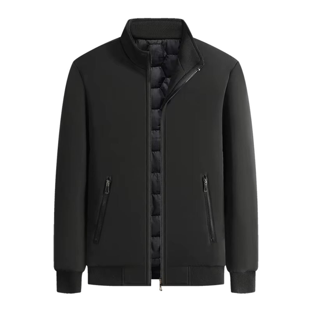 Men's Insulated Winter Jacket - Warm & Modern - Black