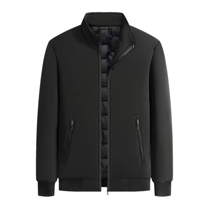 Men's Insulated Winter Jacket - Warm & Modern - Black