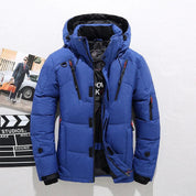 Men's Insulated Winter Parka Jacket with Hood - Blue