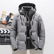 Men's Insulated Winter Parka Jacket with Hood - Grey