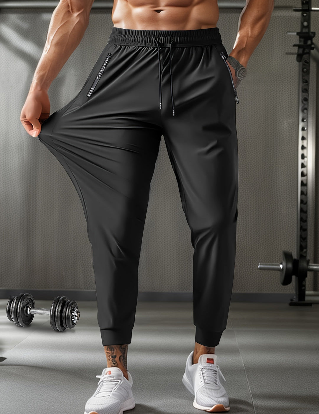 Men's Joggers - Breathable Stretch Fit with Pockets - Black