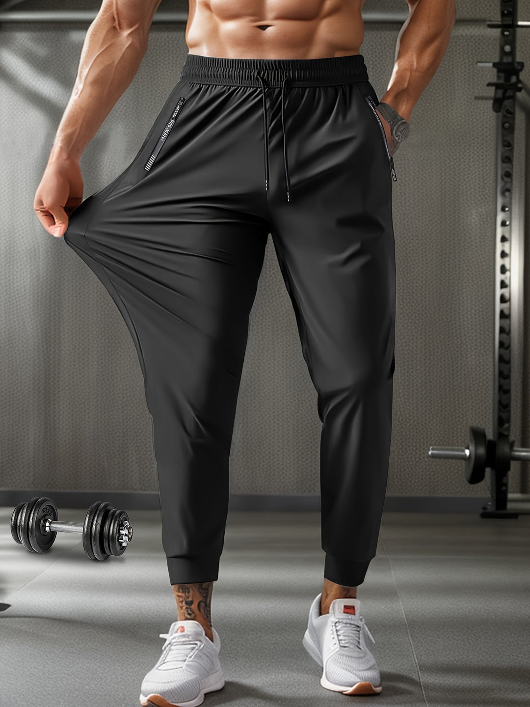 Men's Joggers - Breathable Stretch Fit with Pockets - Black