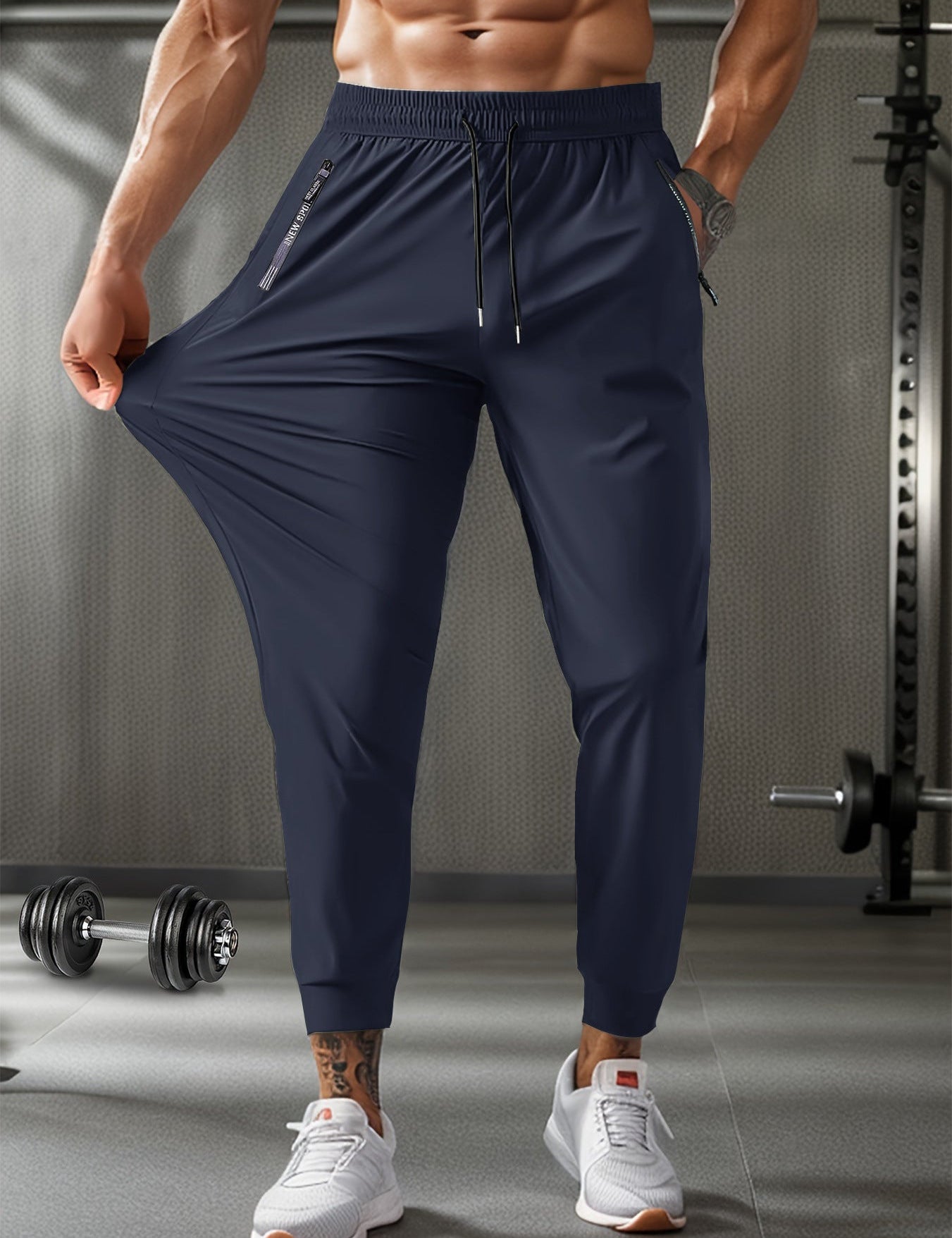 Men's Joggers - Breathable Stretch Fit with Pockets - Blue