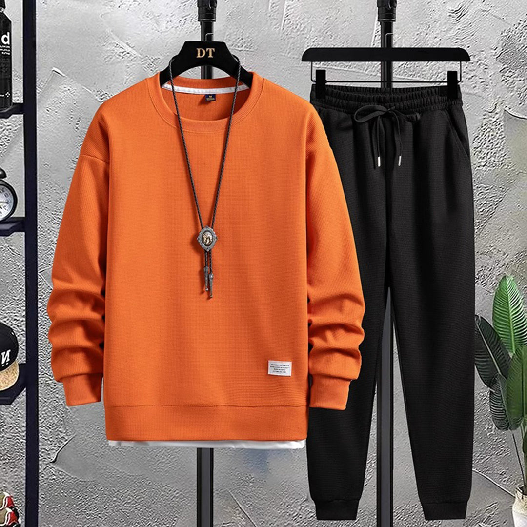 Men's Jogging Set - Relaxed Fit Comfort - Orange-Black