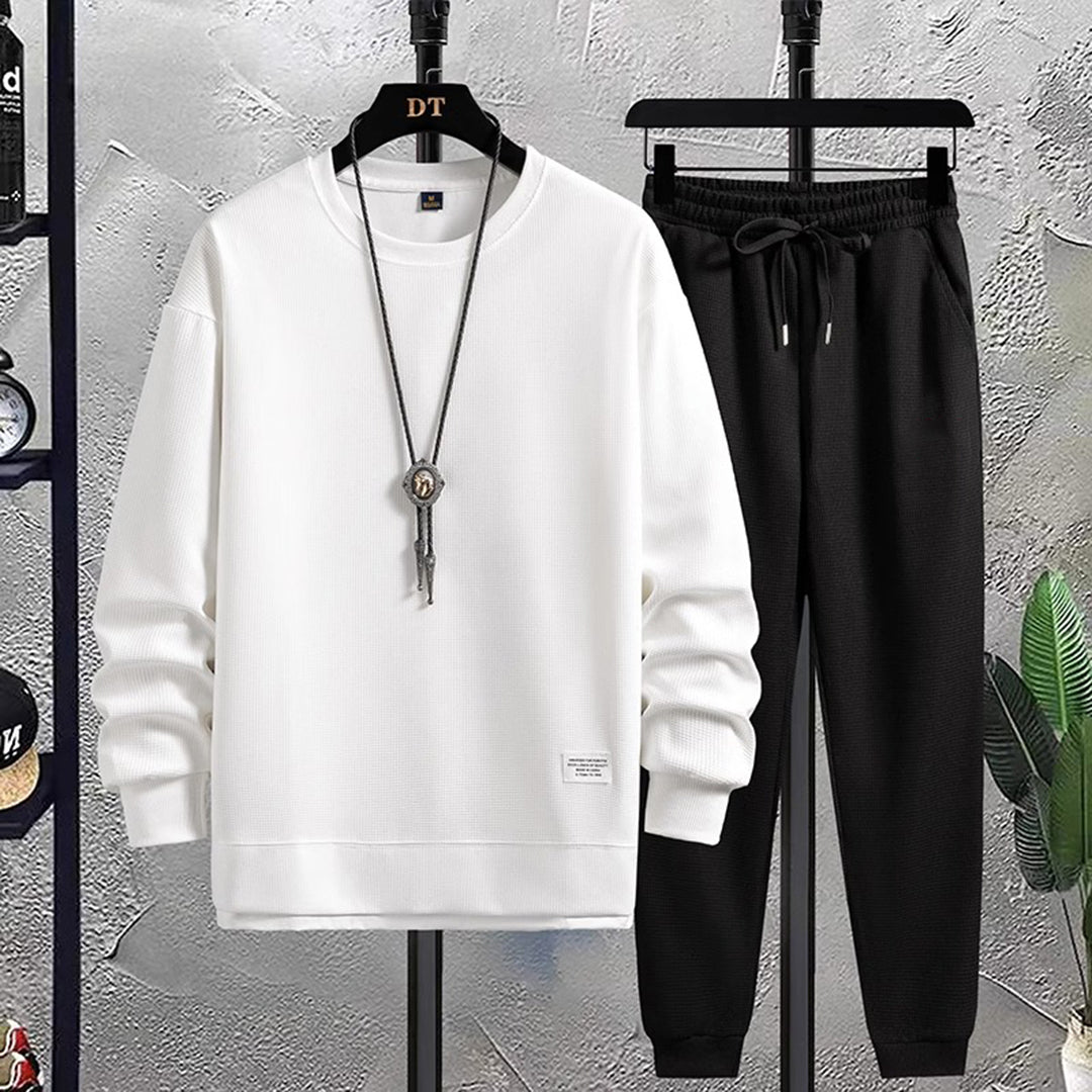 Men's Jogging Set - Relaxed Fit Comfort - White-Black