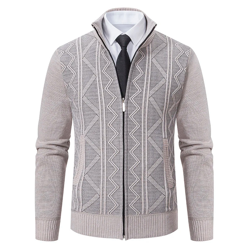 Men's Knit Cardigan Vest - Warm & Versatile - Beige