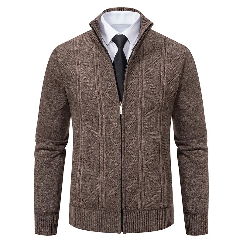 Men's Knit Cardigan Vest - Warm & Versatile - Khaki