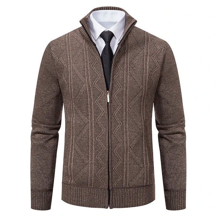 Men's Knit Cardigan Vest - Warm & Versatile - Khaki
