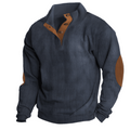 Men's Knit Sweater with Stand Collar - Warm Textured Knit