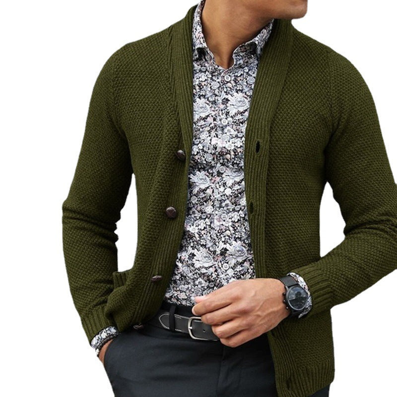 Men's Knit Vest with Button Closure - Slim Fit - Green