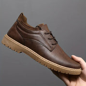 Men's Lace-Up Casual Leather Shoes - Antislip Sole
